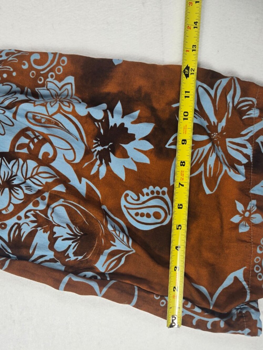 Floral Paisley Wide-Leg Pants Brown/Blue Made in Italy Size M 100% VIscose - Picture 10 of 11